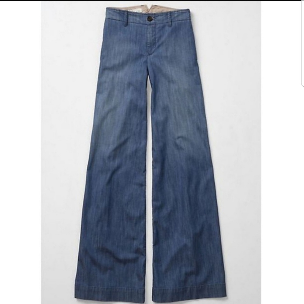 Level 99 wide-leg denim chambray pants